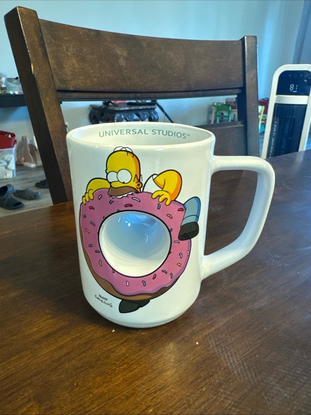 Universal Homer Simpson Donut Mug - White with Pink Donut